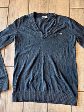 Lacoste V-Neck Cotton Cashmere Sweater Size 42